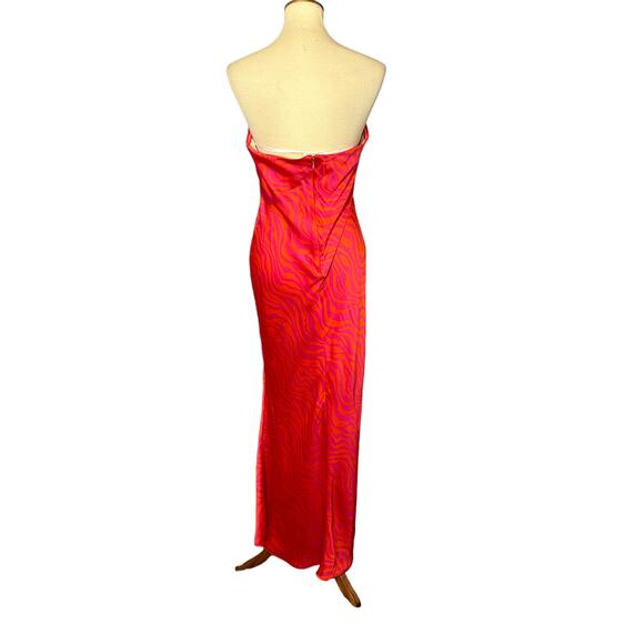 Lovers + Friends Red Strapless Midi Slip Dress Satin LARGE Resort Beach $208 NEW - Picture 6 of 8